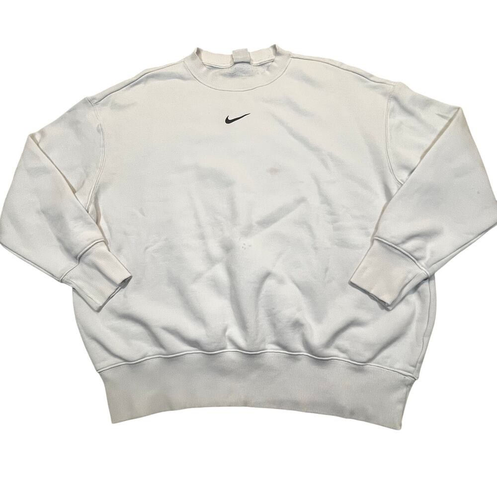 Nike Center Swoosh Sweatshirt Men Medium Cream Mini Crewneck Pullover A